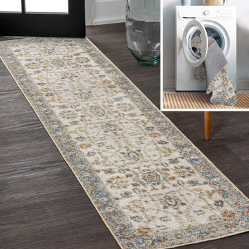 Hiero Persian Border Low-Pile Machine-Washable Area Rug